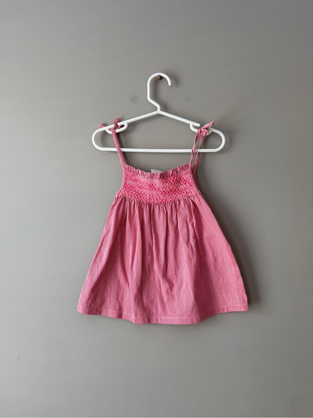 Girls Pink Smocked Zara tank top